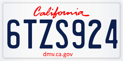 CA license plate 6TZS924
