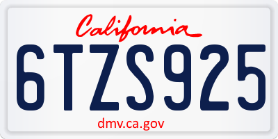 CA license plate 6TZS925