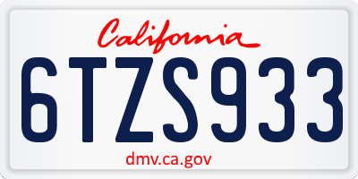 CA license plate 6TZS933