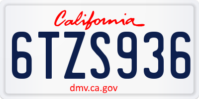 CA license plate 6TZS936