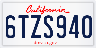 CA license plate 6TZS940