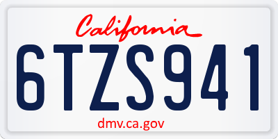 CA license plate 6TZS941
