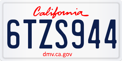 CA license plate 6TZS944