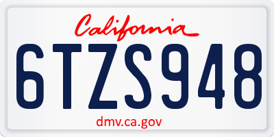 CA license plate 6TZS948