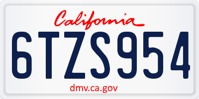 CA license plate 6TZS954