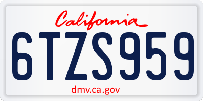 CA license plate 6TZS959