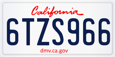 CA license plate 6TZS966