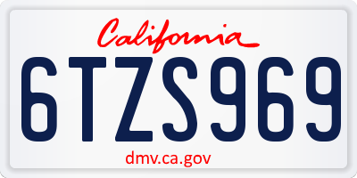 CA license plate 6TZS969