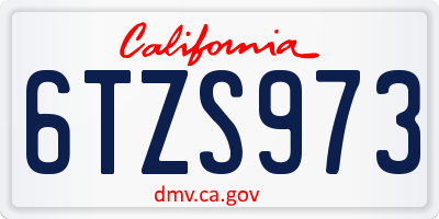 CA license plate 6TZS973