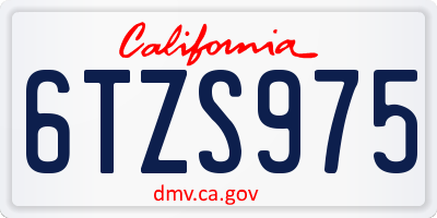 CA license plate 6TZS975
