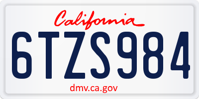 CA license plate 6TZS984