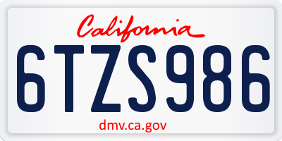 CA license plate 6TZS986
