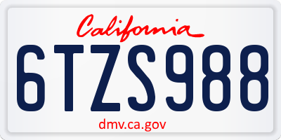 CA license plate 6TZS988