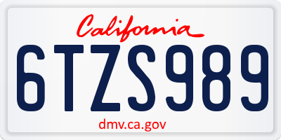CA license plate 6TZS989