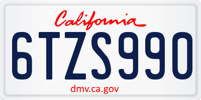 CA license plate 6TZS990