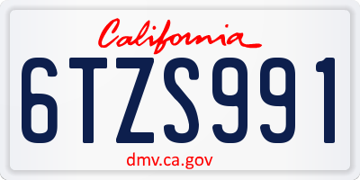 CA license plate 6TZS991