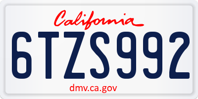 CA license plate 6TZS992