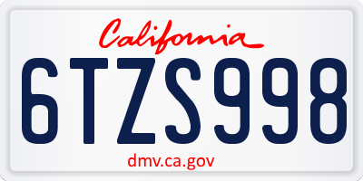 CA license plate 6TZS998