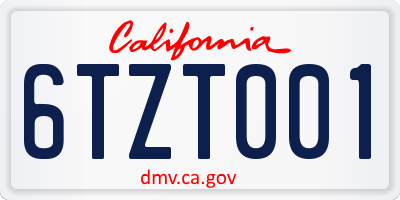 CA license plate 6TZT001