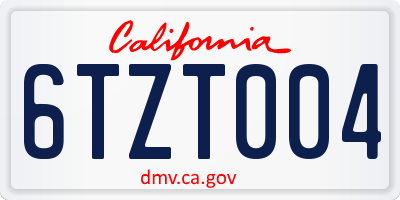 CA license plate 6TZT004