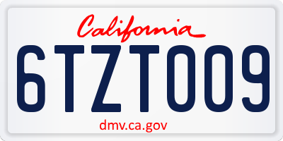 CA license plate 6TZT009