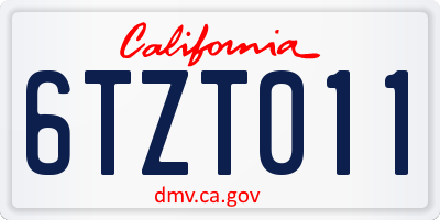 CA license plate 6TZT011