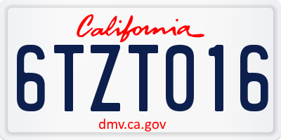 CA license plate 6TZT016