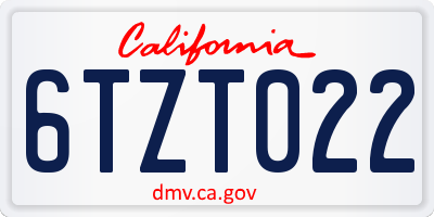 CA license plate 6TZT022