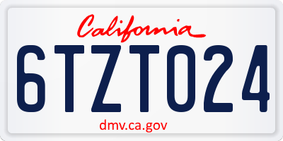 CA license plate 6TZT024