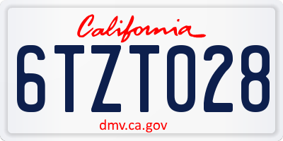 CA license plate 6TZT028