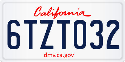 CA license plate 6TZT032