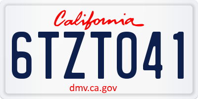 CA license plate 6TZT041