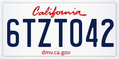 CA license plate 6TZT042