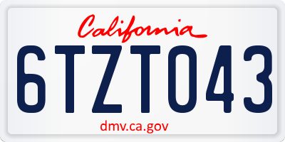 CA license plate 6TZT043