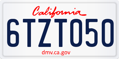 CA license plate 6TZT050