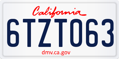 CA license plate 6TZT063