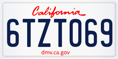 CA license plate 6TZT069