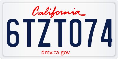 CA license plate 6TZT074