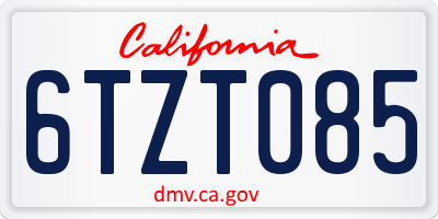 CA license plate 6TZT085