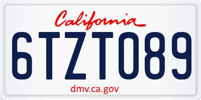 CA license plate 6TZT089