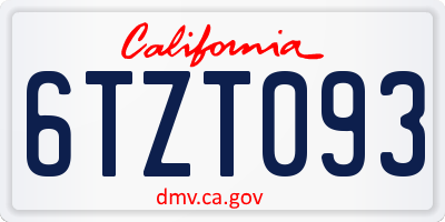 CA license plate 6TZT093