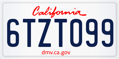 CA license plate 6TZT099