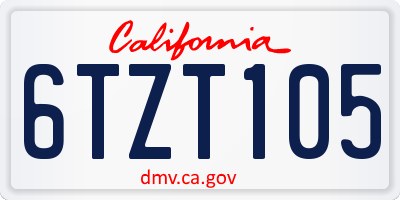 CA license plate 6TZT105
