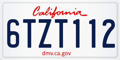 CA license plate 6TZT112