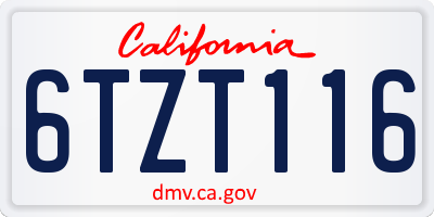 CA license plate 6TZT116