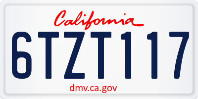 CA license plate 6TZT117
