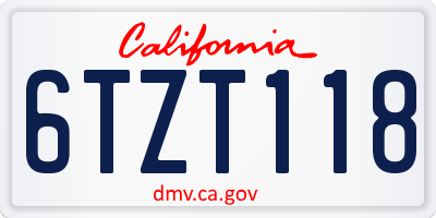 CA license plate 6TZT118
