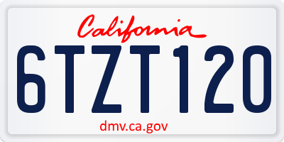 CA license plate 6TZT120