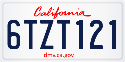 CA license plate 6TZT121