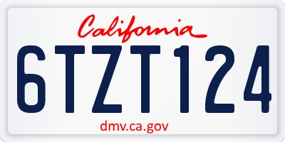 CA license plate 6TZT124